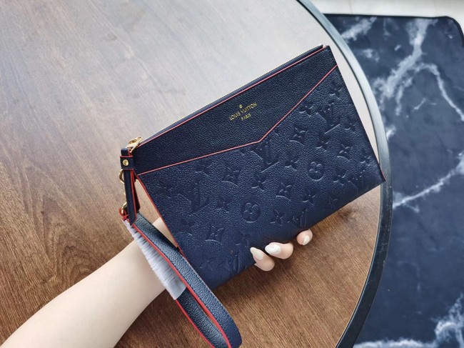 Louis Vuitton Original Monogram Empreinte Clutch bag MELANIE M68705 Navy blue HY16968qB82