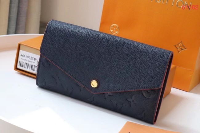 Louis Vuitton Original Monogram Empreinte Wallet M61182 Navy Blue HY1142Dq89