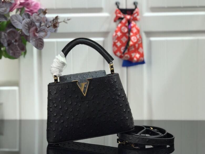 Louis vuitton original Ostrich pattern CAPUCINES BB M94587 Eau de Black HY3076ea89