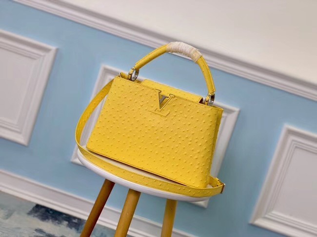 Louis vuitton original Ostrich pattern CAPUCINES PM M53665 yellow HY25996Eb92