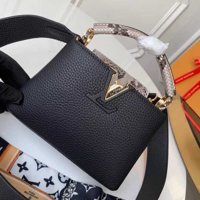 Louis vuitton original taurillon leather Capucines Mini N95509 black HY20641Qu69