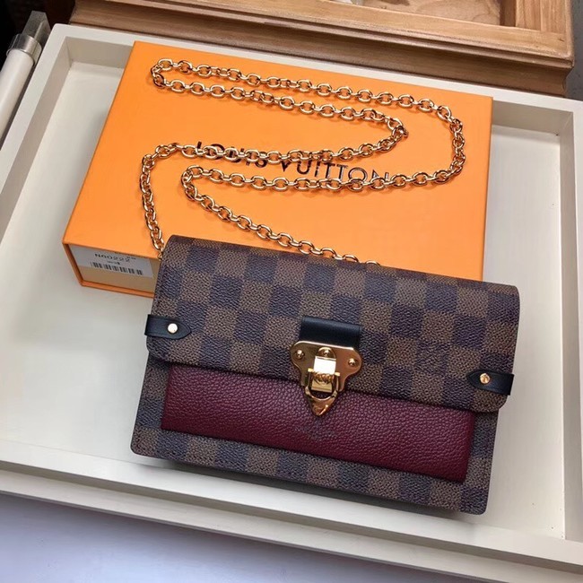 Louis Vuitton original VAVIN CHAIN WALLET N60237 Lie de Vin HY4078fo19