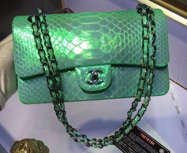 Luxury Chanel 2.55 Series Flap Bags Original Snake Leather A1112 Green HY9721UV86
