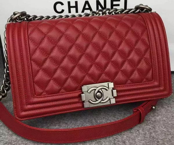 Luxury Chanel Boy Flap Shoulder Bag Red Original Calfskin Leather A8708 Silver HY24686UV86