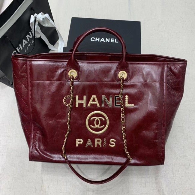 Luxury Chanel cowhide Tote Shopping Bag A66942 Burgundy HY18314kp43