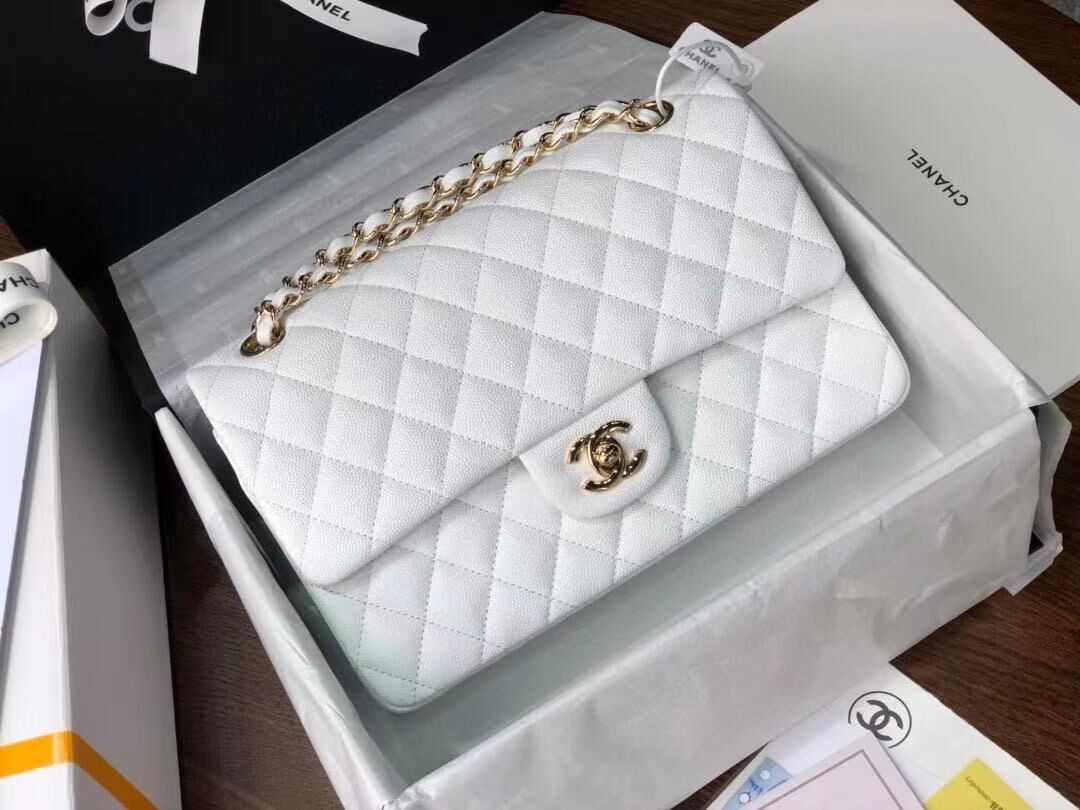 Luxury Chanel Double Flaps Bags Original White Caviar Leather A36097 Gold HY14747QT69