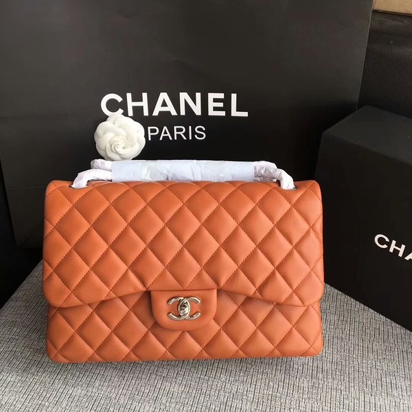 Luxury Chanel Flap Shoulder Bags Orange Original Lambskin Leather CF1113 Silver HY25051UV86