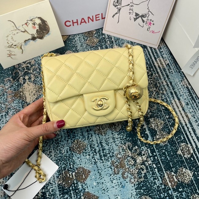 Luxury Chanel MINI Flap Bag Original Sheepskin Leather 1115 light yellow HY24273bE46