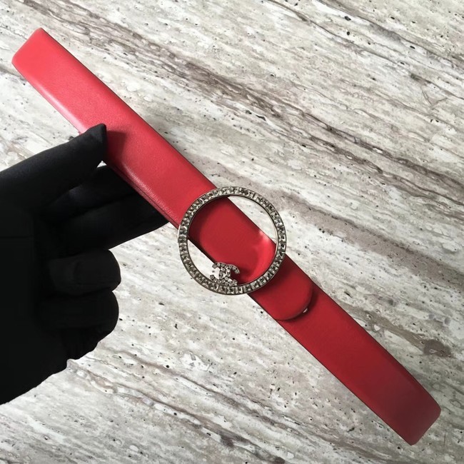Luxury Chanel Original Calf leather Belt 56990 red HY19994Lv15