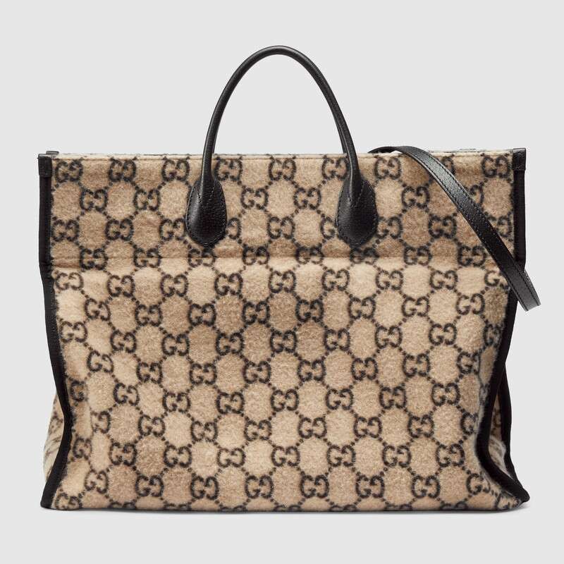 Luxury Gucci GG wool shopping bag 598169 white HY17338bE46