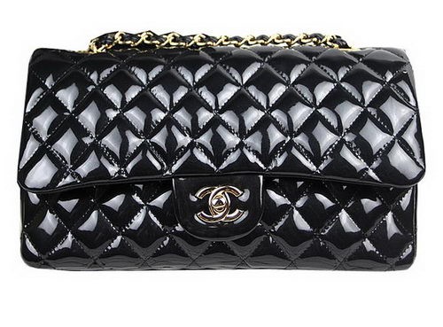 New Chanel 2.55 Series Bags Black Original Patent Leather A1112 Gold HY2442Uf80