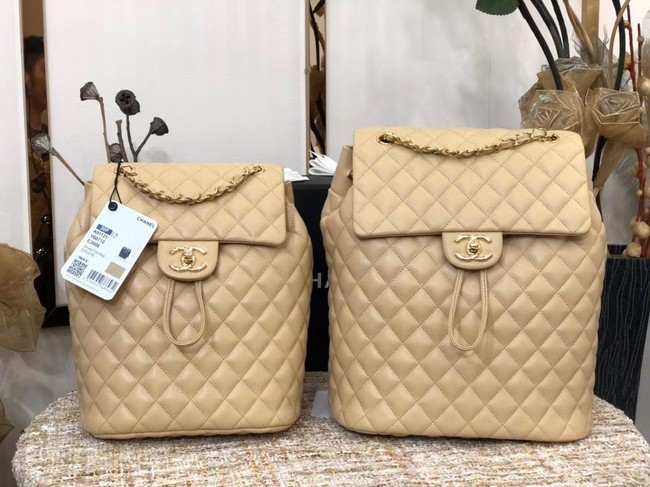 New Chanel Backpack Sheepskin Original Leather 83431 Beige HY15947Uf80