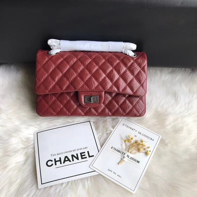 New Chanel Flap Original Cowhide Leather 30225 red Silver chain HY26532Uf80