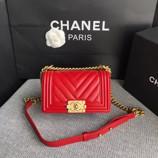 Quality Chanel Le Boy Flap Shoulder Bag Original Caviar Leather P67085 Cherry Gold Buckle HY23765Vu63