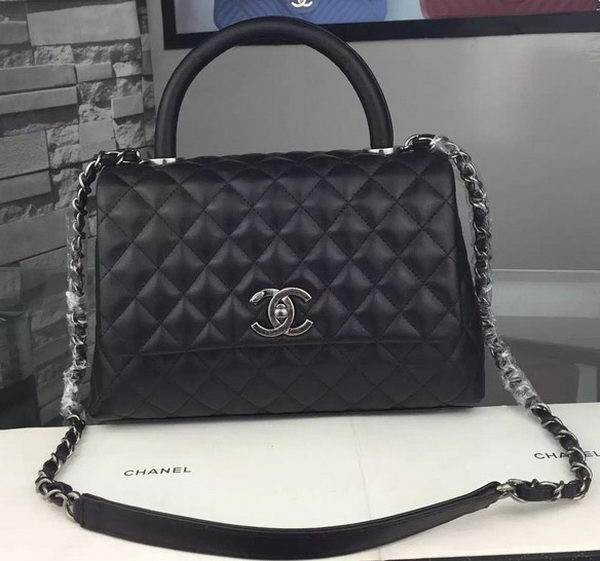 Quality Chanel Shoulder Tote Bag Original Calfskin Leather A7776 Black HY22305Vu63