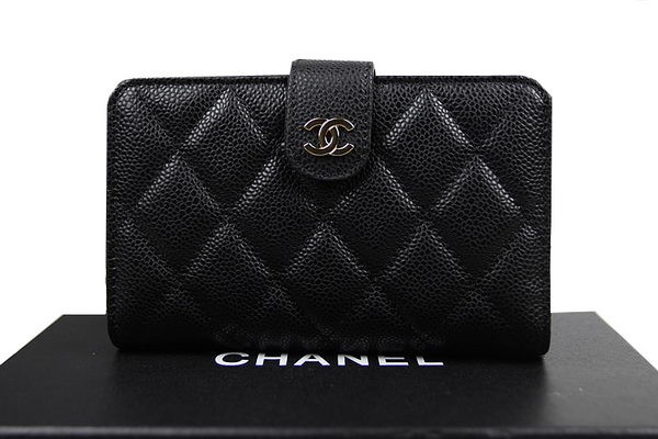Replica Best Quality Chanel Matelasse Bi-Fold Wallet Original Cannage Pattern Leater CHA48667 Black HY1621Rf83