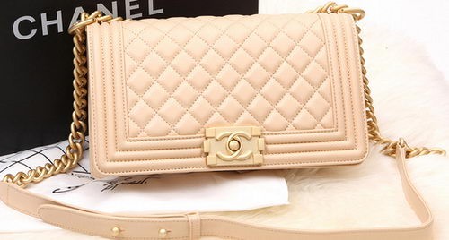Replica Boy Chanel Flap Bag Original Apricot Pearl Sheepskin Leather A67086 Gold HY26144ED66