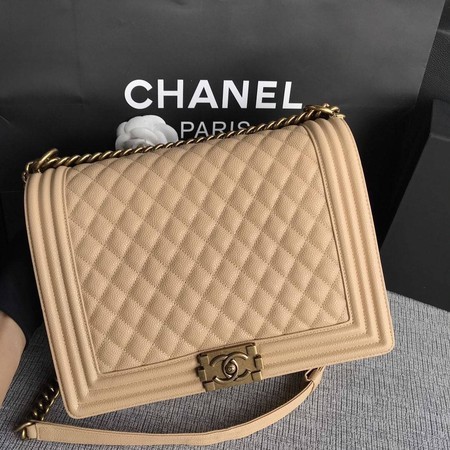 Replica Boy Chanel Flap Shoulder Bag Apricot Original Cannage Pattern A67087 Gold HY8324UD97