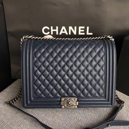 Replica Boy Chanel Flap Shoulder Bag Blue Original Cannage Pattern A67087 Silver HY17199Yn66