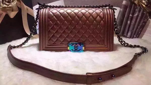Replica Boy Chanel Flap Shoulder Bag Original Leather A67086 Bronze HY25736Ac56