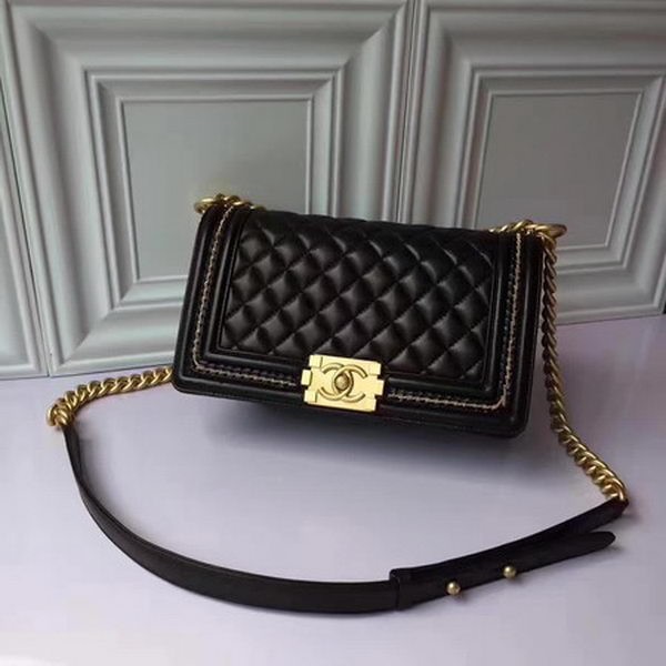 Replica Boy Chanel Flap Shoulder Bag Original Sheepskin Leather A67086 Black HY15173Ix66
