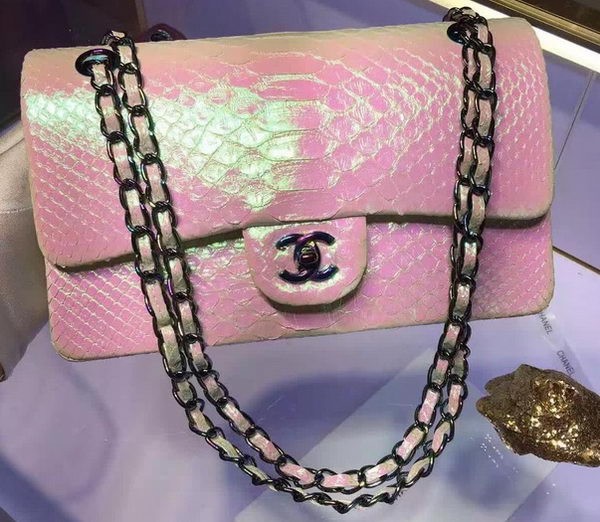 Replica Chanel 2.55 Series Flap Bags Original Snake Leather A1112 Pink HY21633Hd81