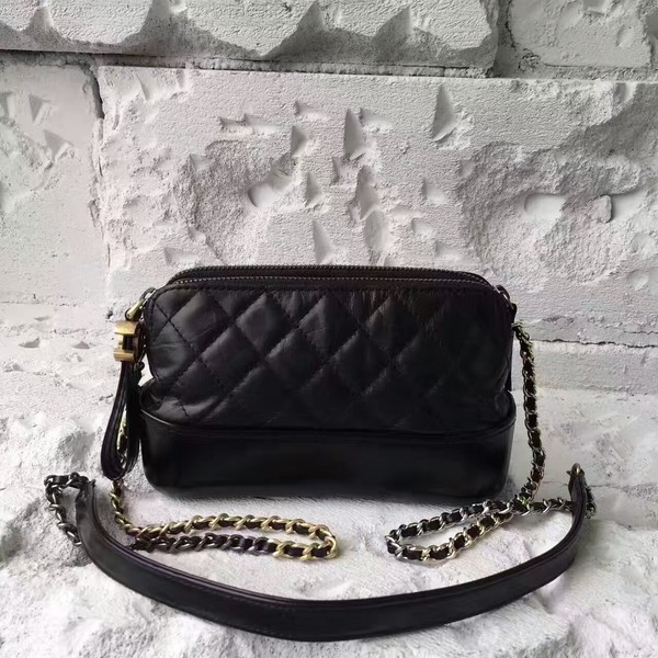 Replica Chanel 2017 Gabrielle Original Leather Shoulder Bag 17817 Black HY16294iF91