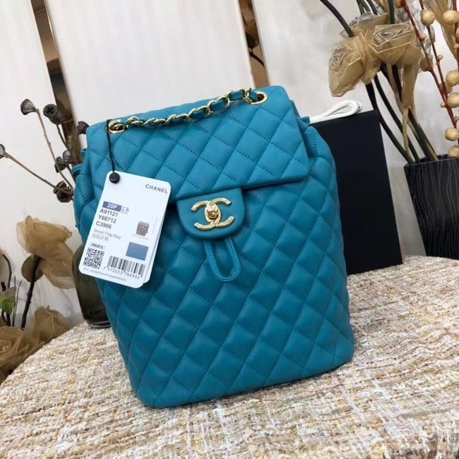 Replica Chanel Backpack Sheepskin Original Leather 83431 sky blue HY16526Kg43