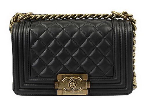 Replica Chanel Boy Flap Shoulder Bags Black Original Lambskin Leather A67085 Gold HY5513BJ25