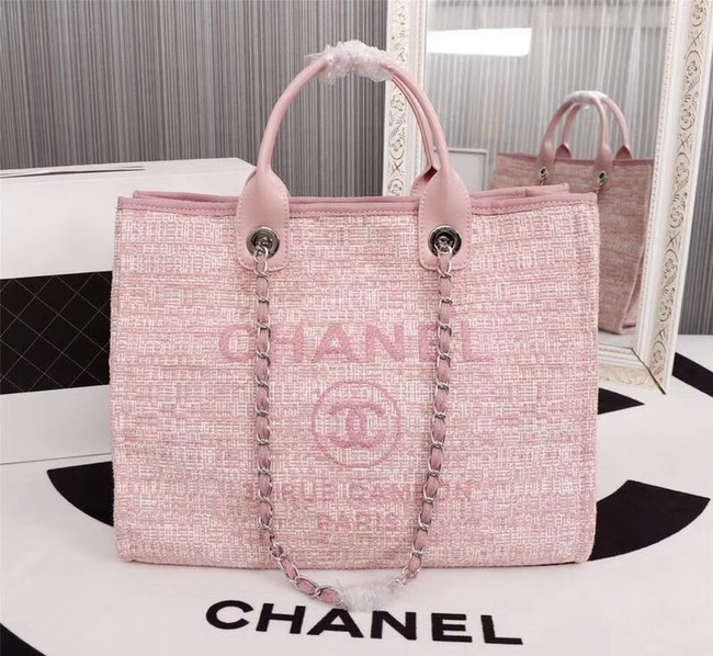 Replica Chanel Canvas Tote Shopping Bag 8099 pink HY19056Sf59