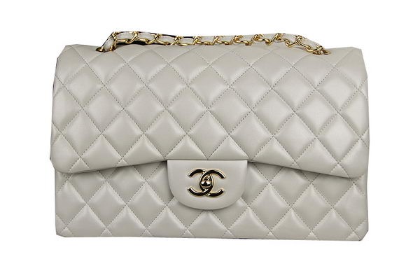 Replica Chanel Classic Flap Bag OffWhite Original Leather CF1113 Gold HY13052XB19