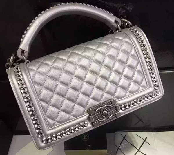 Replica Chanel Classic Top Flap Bag Original Leather A90095 Silver HY26035DY71