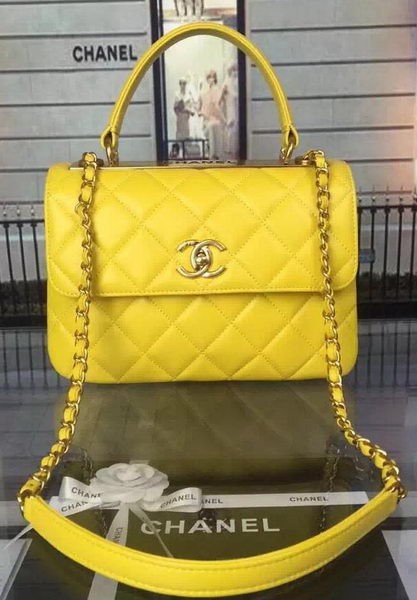 Replica Chanel Classic Top Flap Bag Original Sheepskin Leather A92236 Yellow HY23678zR45