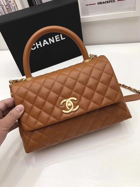 Replica Chanel Classic Top Handle Bag Brown Original Leather A92991 Gold HY20817YP94