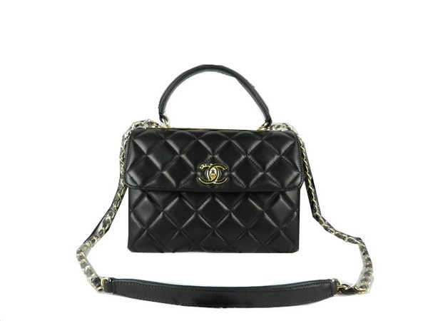 Replica Chanel Classic Top Handle Bag Original Sheepskin Leather A92236 Black HY17581sA83