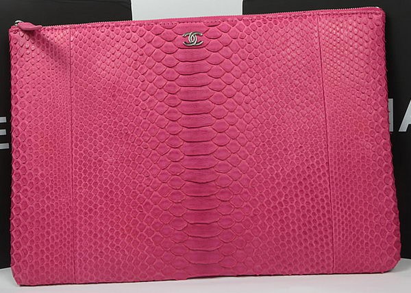Replica Chanel Clutch Bag Original Python Leather A82080 Rose HY22194UD97