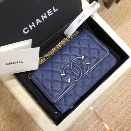 Replica Chanel Flap Shoulder Bag Original Caviar Leather 5698 blue HY10862XB19