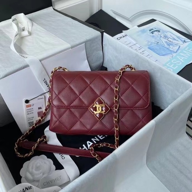 Replica Chanel Flap Shoulder Bag Original leather AS2634 Wine HY1324ED66