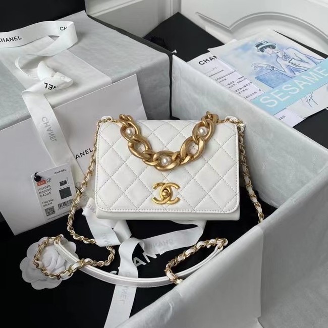 Replica Chanel Flap Shoulder Bag Original leather AS2638 white HY18203zR45