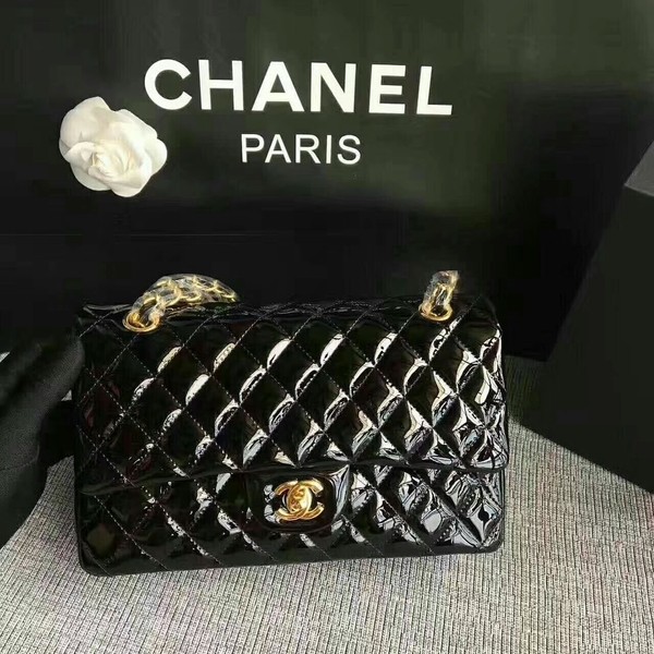 Replica Chanel Flap Shoulder Bags Black Original Patent Leather CF1112 Gold HY8689UD97