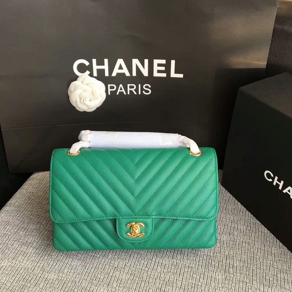 Replica Chanel Flap Shoulder Bags Green Original Calfskin Leather CF1112 Gold HY7894ED66
