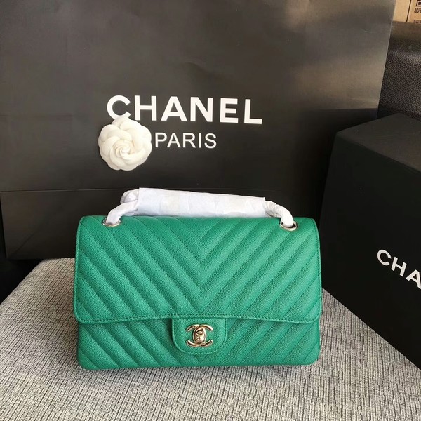 Replica Chanel Flap Shoulder Bags Green Original Calfskin Leather CF1112 Silver HY20305VA65