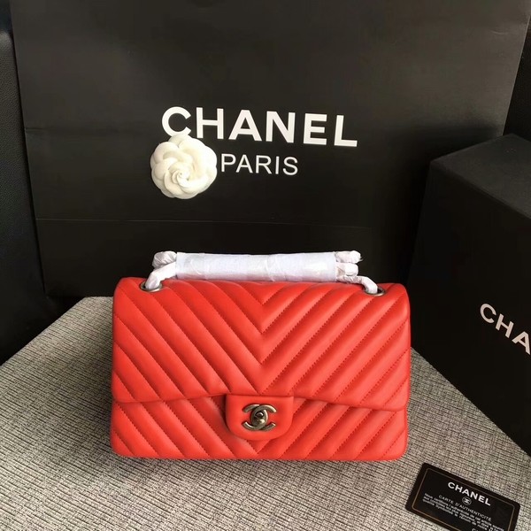Replica Chanel Flap Shoulder Bags Red Original Sheepskin CF1112 Silver HY7638ui32