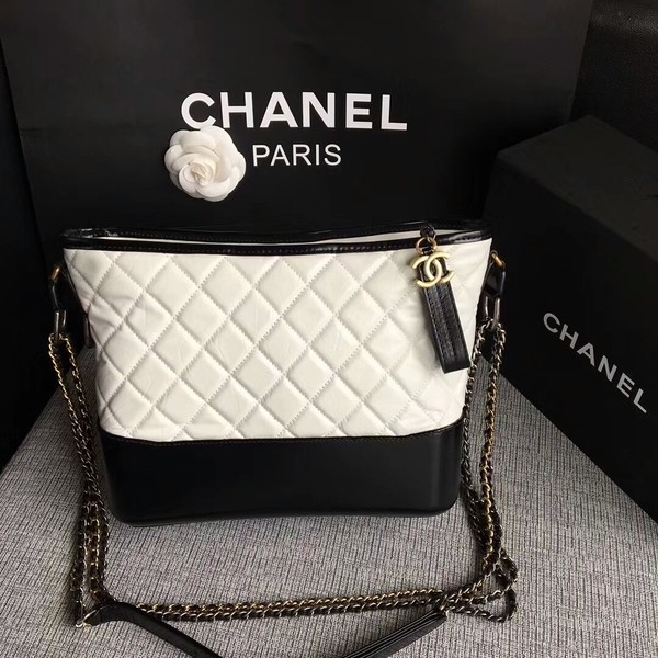 Replica Chanel Gabrielle Shoulder Bag Original Calfskin Leather A93842 Black&White HY14469iF91