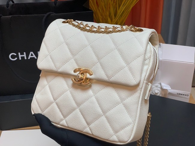 Replica Chanel Grained Calfskin Backpack Original Leather AS3108 white HY15242XB19