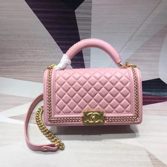 Replica Chanel Leboy Original leather Shoulder Bag H67086 pink & gold -Tone Metal HY16104Yn66