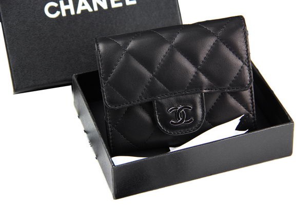 Replica Chanel Matelasse Wallet Original Sheepskin Leater A50082 Black HY5884Yn66