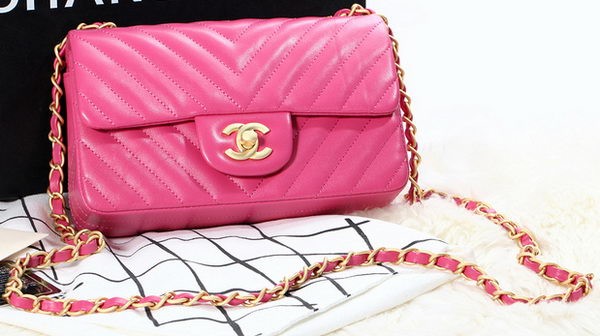 Replica Chanel mini Classic Flap Bag Original Sheepskin Chevron Leather CHA1116 Rose HY8629iF91