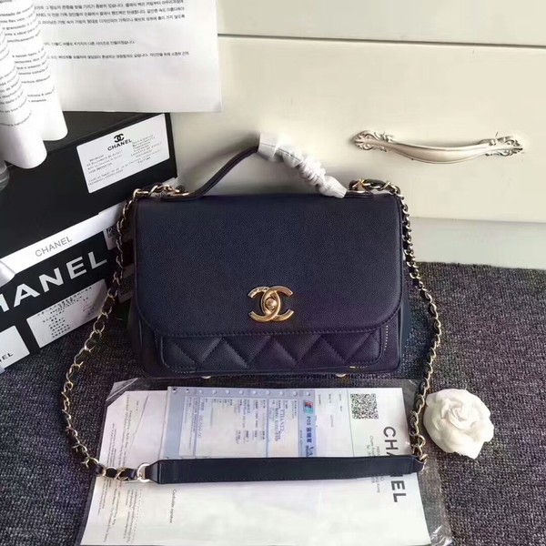 Replica Chanel Original Calfskin Leather Shoulder Bag 8124 Dark Blue HY5428zR45