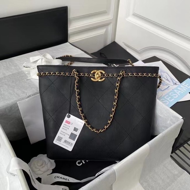 Replica Chanel Original Leather Shopping Bag AS2374 black HY8260VA65